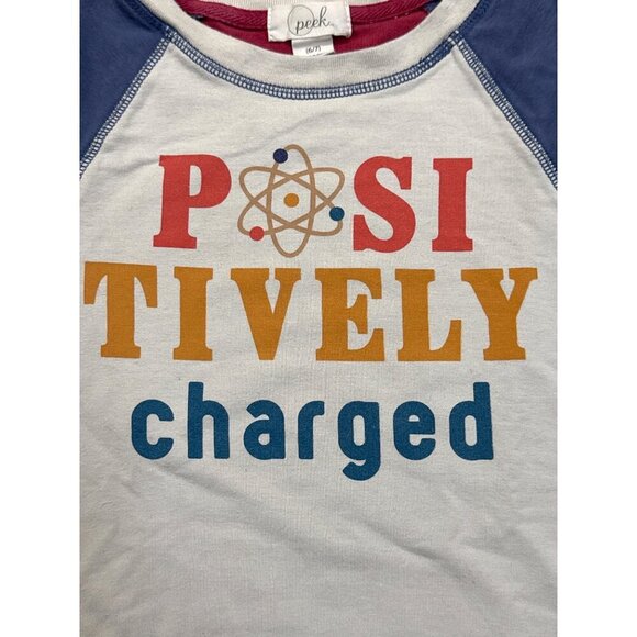 Peek Kids Long Sleeve Raglan Tee "Up And Atom!" & "Positively Charged" Sz 6-7 - Picture 4 of 5